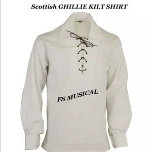 Scottish GHILLIE KILT SHIRT in White Color